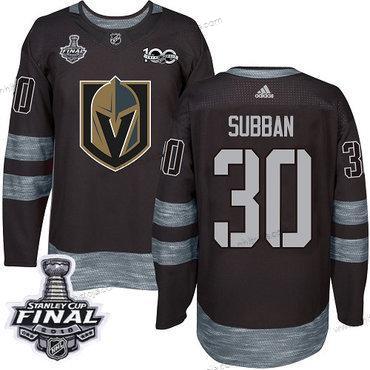 Adidas Herrar Golden Knights #30 Malcolm Subban Svart 1917-2017 100th Jubileum 2018 Stanley Cup Final Stitched NHL Tröjor