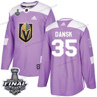 Adidas Herrar Golden Knights #35 Oscar Dansk Lila Autentisk Bekämpar cancer 2018 Stanley Cup Final Stitched NHL Tröjor