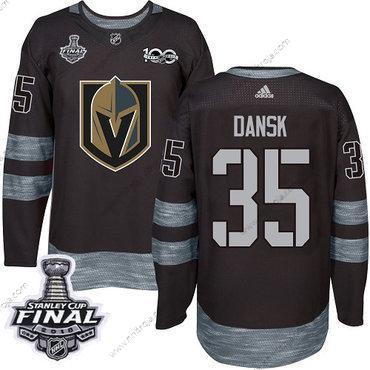 Adidas Herrar Golden Knights #35 Oscar Dansk Svart 1917-2017 100th Jubileum 2018 Stanley Cup Final Stitched NHL Tröjor