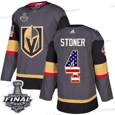 Adidas Herrar Golden Knights #4 Clayton Stoner Grå Autentisk USA Flag 2018 Stanley Cup Final Stitched NHL Hemma Tröjor