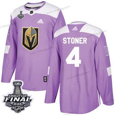 Adidas Herrar Golden Knights #4 Clayton Stoner Lila Autentisk Bekämpar cancer 2018 Stanley Cup Final Stitched NHL Tröjor