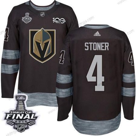 Adidas Herrar Golden Knights #4 Clayton Stoner Svart 1917-2017 100th Jubileum 2018 Stanley Cup Final Stitched NHL Tröjor