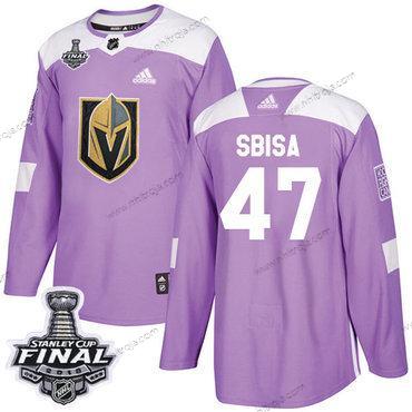 Adidas Herrar Golden Knights #47 Luca Sbisa Lila Autentisk Bekämpar cancer 2018 Stanley Cup Final Stitched NHL Tröjor