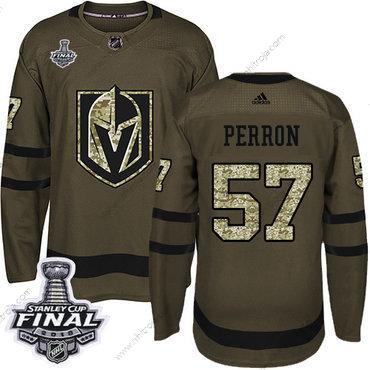 Adidas Herrar Golden Knights #57 David Perron Grön Salute to Service 2018 Stanley Cup Final Stitched NHL Tröjor