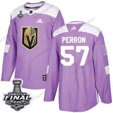 Adidas Herrar Golden Knights #57 David Perron Lila Autentisk Bekämpar cancer 2018 Stanley Cup Final Stitched NHL Tröjor