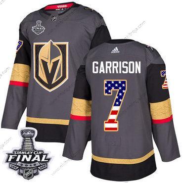 Adidas Herrar Golden Knights #7 Jason Garrison Grå Autentisk USA Flag 2018 Stanley Cup Final Stitched NHL Hemma Tröjor