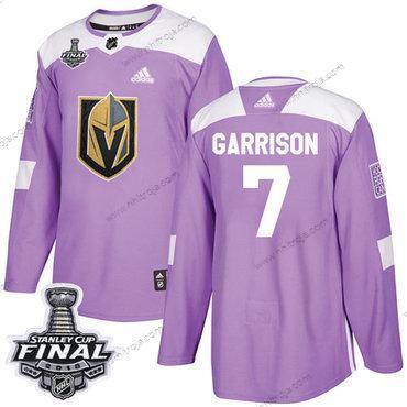 Adidas Herrar Golden Knights #7 Jason Garrison Lila Autentisk Bekämpar cancer 2018 Stanley Cup Final Stitched NHL Tröjor