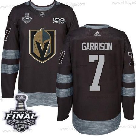 Adidas Herrar Golden Knights #7 Jason Garrison Svart 1917-2017 100th Jubileum 2018 Stanley Cup Final Stitched NHL Tröjor