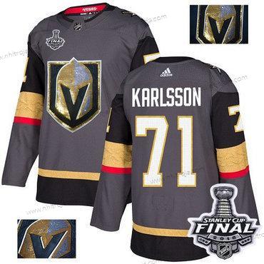 Adidas Herrar Golden Knights #71 William Karlsson Grå Autentisk Guld 2018 Stanley Cup Final Stitched NHL Hemma Tröjor