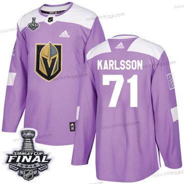 Adidas Herrar Golden Knights #71 William Karlsson Lila Autentisk Bekämpar cancer 2018 Stanley Cup Final Stitched NHL Tröjor