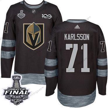 Adidas Herrar Golden Knights #71 William Karlsson Svart 1917-2017 100th Jubileum 2018 Stanley Cup Final Stitched NHL Tröjor