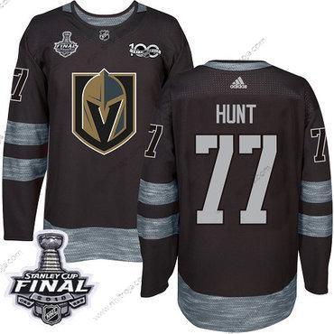 Adidas Herrar Golden Knights #77 Brad Hunt Svart 1917-2017 100th Jubileum 2018 Stanley Cup Final Stitched NHL Tröjor