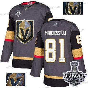 Adidas Herrar Golden Knights #81 Jonathan Marchessault Grå Autentisk Guld 2018 Stanley Cup Final Stitched NHL Hemma Tröjor