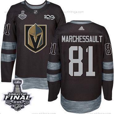 Adidas Herrar Golden Knights #81 Jonathan Marchessault Svart 1917-2017 100th Jubileum 2018 Stanley Cup Final Stitched NHL Tröjor