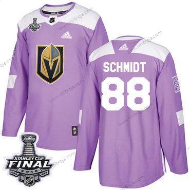 Adidas Herrar Golden Knights #88 Nate Schmidt Lila Autentisk Bekämpar cancer 2018 Stanley Cup Final Stitched NHL Tröjor