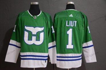 Adidas Herrar Hartford Whalers #1 Mike Liut Grön Tröjor