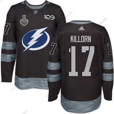 Adidas Herrar Lightning #17 Alex Killorn Svart 1917-2017 100th Jubileum 2020 Stanley Cup Final Stitched NHL Tröjor