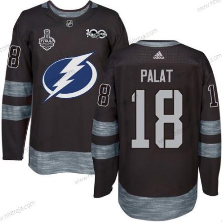 Adidas Herrar Lightning #18 Ondrej Palat Svart 1917-2017 100th Jubileum 2020 Stanley Cup Final Stitched NHL Tröjor