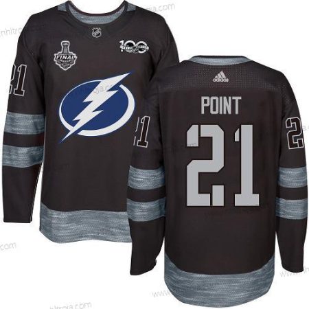 Adidas Herrar Lightning #21 Brayden Point Svart 1917-2017 100th Jubileum 2020 Stanley Cup Final Stitched NHL Tröjor