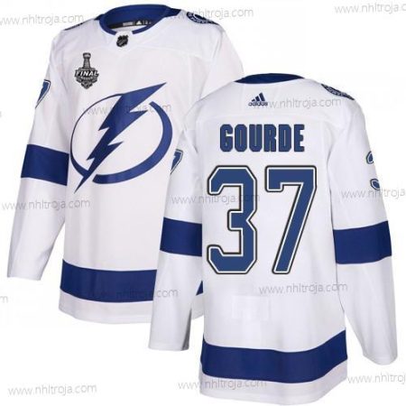 Adidas Herrar Lightning #37 Yanni Gourde Vit Road Autentisk 2020 Stanley Cup Final Stitched NHL Tröjor