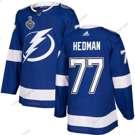 Adidas Herrar Lightning #77 Victor Hedman Blå Autentisk 2020 Stanley Cup Final Stitched NHL Hemma Tröjor