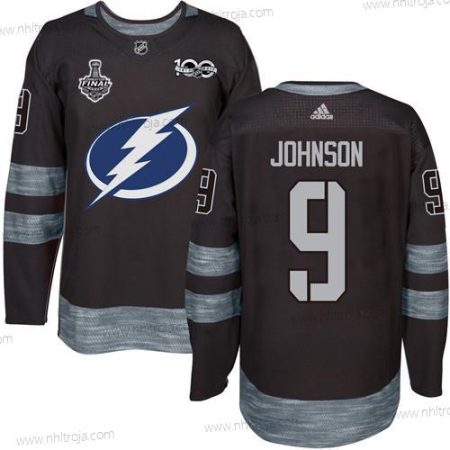 Adidas Herrar Lightning #9 Tyler Johnson Svart 1917-2017 100th Jubileum 2020 Stanley Cup Final Stitched NHL Tröjor