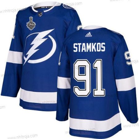 Adidas Herrar Lightning #91 Steven Stamkos Blå Autentisk 2020 Stanley Cup Final Stitched NHL Hemma Tröjor