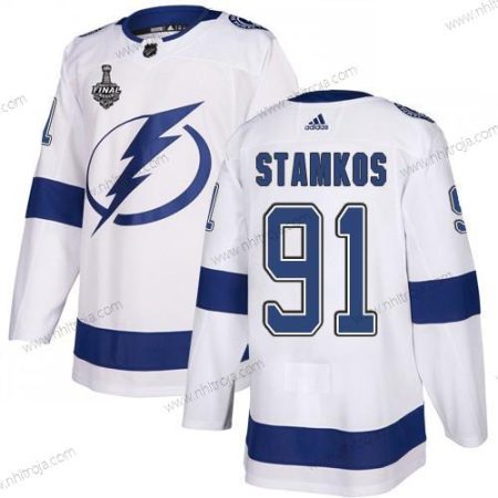 Adidas Herrar Lightning #91 Steven Stamkos Vit Road Autentisk 2020 Stanley Cup Final Stitched NHL Tröjor