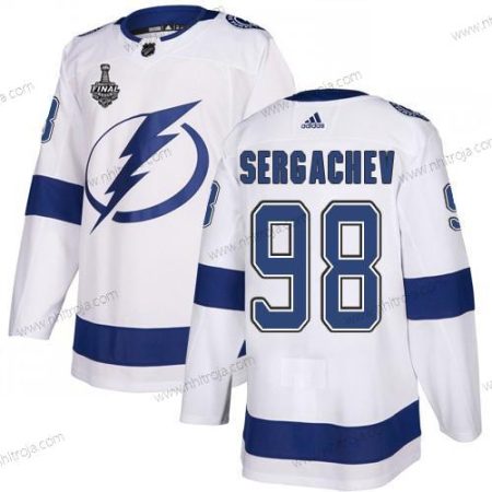 Adidas Herrar Lightning #98 Mikhail Sergachev Vit Road Autentisk 2020 Stanley Cup Final Stitched NHL Tröjor