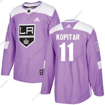 Adidas Herrar Los Angeles Kings #11 Anze Kopitar Lila Autentisk Bekämpar cancer Stitched NHL Tröjor