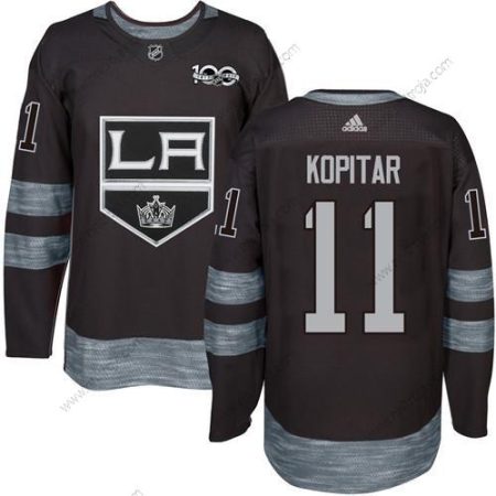 Adidas Herrar Los Angeles Kings #11 Anze Kopitar Svart 1917-2017 100th Jubileum Stitched NHL Tröjor