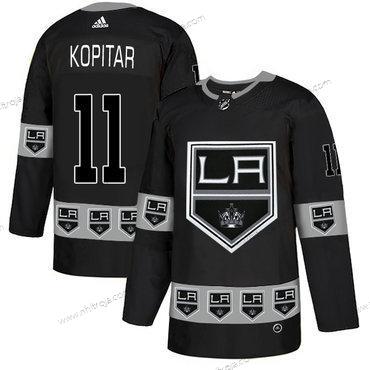 Adidas Herrar Los Angeles Kings #11 Anze Kopitar Svart Team Logos Tröjor