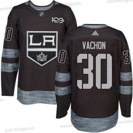 Adidas Herrar Los Angeles Kings #30 Rogie Vachon Svart 1917-2017 100th Jubileum Stitched NHL Tröjor