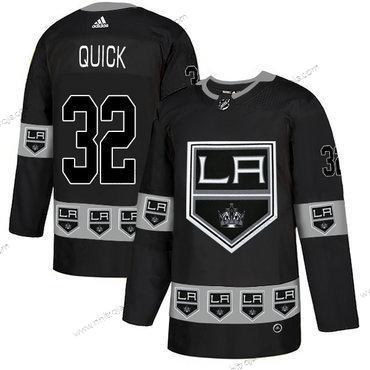 Adidas Herrar Los Angeles Kings #32 Jonathan Quick Svart Team Logos Tröjor