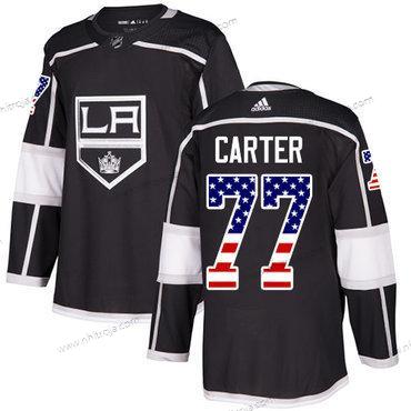 Adidas Herrar Los Angeles Kings #77 Jeff Carter Svart Autentisk USA Flag Stitched NHL Hemma Tröjor