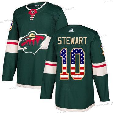 Adidas Herrar Minnesota Wild #10 Chris Stewart Grön Autentisk USA Flag Stitched NHL Hemma Tröjor