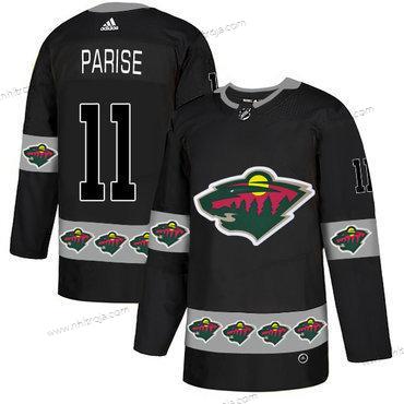 Adidas Herrar Minnesota Wild #11 Zach Parise Svart Team Logos Tröjor