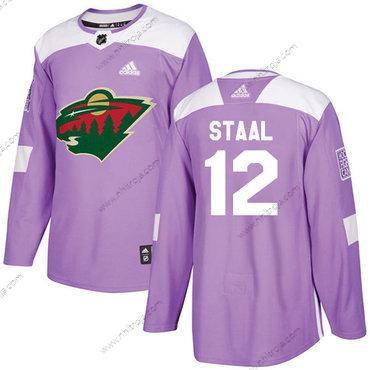 Adidas Herrar Minnesota Wild #12 Eric Staal Lila Autentisk Bekämpar cancer Stitched NHL Tröjor