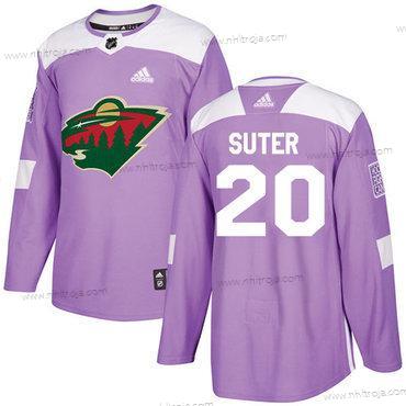 Adidas Herrar Minnesota Wild #20 Ryan Suter Lila Autentisk Bekämpar cancer Stitched NHL Tröjor