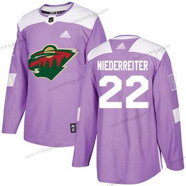 Adidas Herrar Minnesota Wild #22 Nino Niederreiter Lila Autentisk Bekämpar cancer Stitched NHL Tröjor