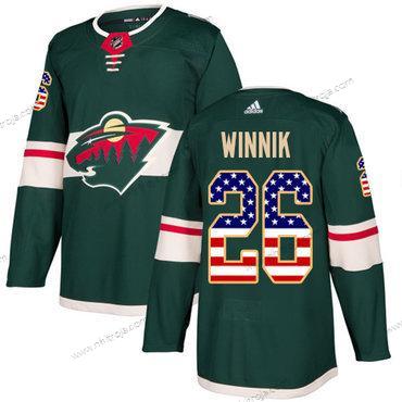 Adidas Herrar Minnesota Wild #26 Daniel Winnik Grön Autentisk USA Flag Stitched NHL Hemma Tröjor