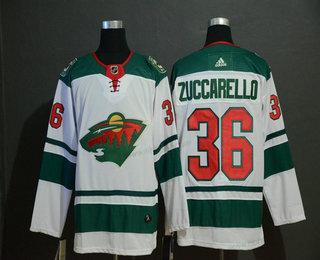 Adidas Herrar Minnesota Wild #36 Mats Zuccarello Grön Vit Stitched NHL Tröjor