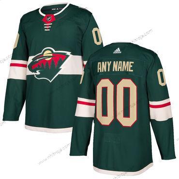 Adidas Herrar Minnesota Wild Customr Grön 2017-2018 Hockey Stitched NHL Tröjor