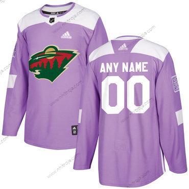 Adidas Herrar Minnesota Wild Skräddarsydda Lila Rosa Hockey Bekämpar cancer Träning Tröjor