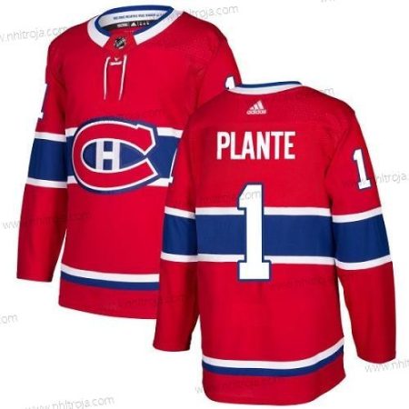 Adidas Herrar Montreal Canadiens #1 Jacques Plante Röd Autentisk Stitched NHL Hemma Tröjor