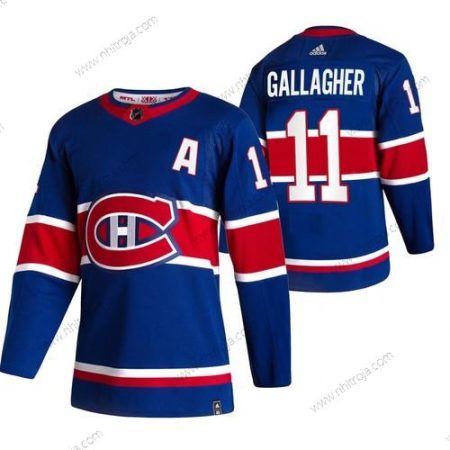 Adidas Herrar Montreal Canadiens #11 Brendan Gallagher Blå 2020-21 Omvänd Retro Alternativ NHL Tröjor