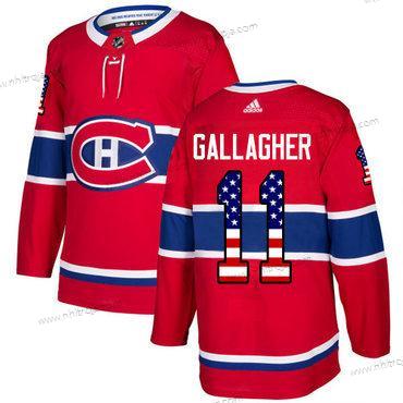 Adidas Herrar Montreal Canadiens #11 Brendan Gallagher Röd Autentisk USA Flag Stitched NHL Hemma Tröjor