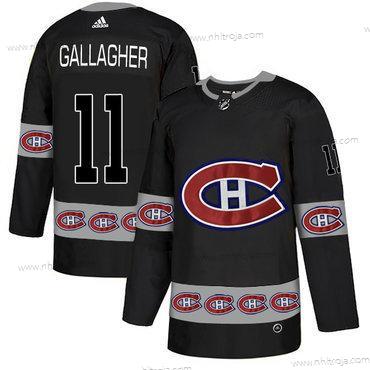 Adidas Herrar Montreal Canadiens #11 Brendan Gallagher Svart Team Logos Tröjor