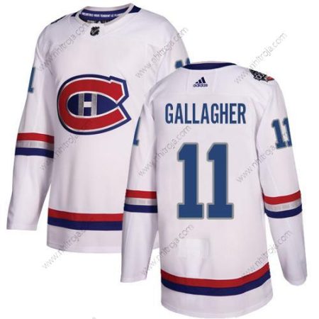 Adidas Herrar Montreal Canadiens #11 Brendan Gallagher Vit Autentisk 2017 100 Klassisk Stitched NHL Tröjor