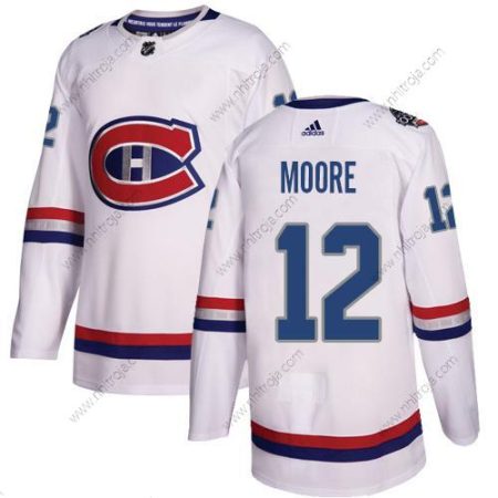 Adidas Herrar Montreal Canadiens #12 Dickie Moore Vit Autentisk 2017 100 Klassisk Stitched NHL Tröjor